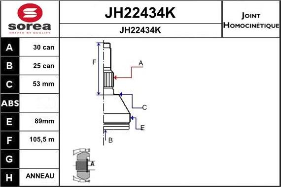 SNRA JH22434K - Birləşmə dəsti, ötürücü val furqanavto.az