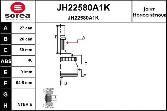 SNRA JH22580A1K - Birləşmə dəsti, ötürücü val furqanavto.az