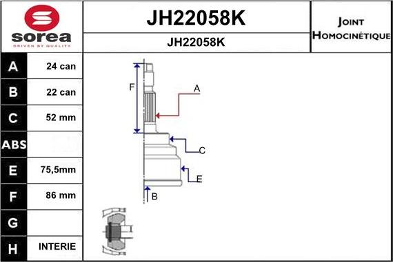 SNRA JH22058K - Birləşmə dəsti, ötürücü val furqanavto.az