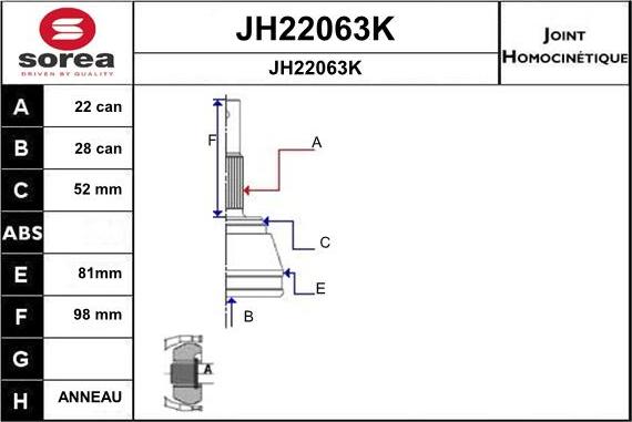 SNRA JH22063K - Birləşmə dəsti, ötürücü val furqanavto.az