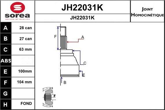 SNRA JH22031K - Birləşmə dəsti, ötürücü val furqanavto.az