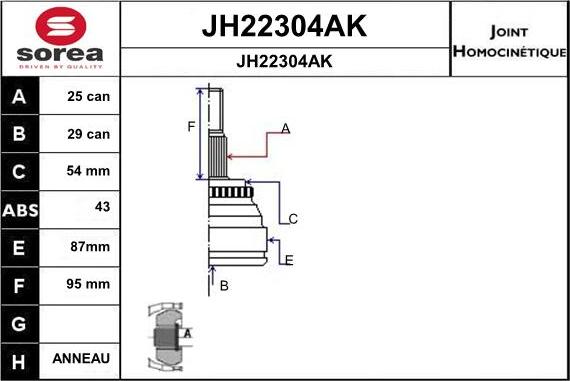 SNRA JH22304AK - Birləşmə dəsti, ötürücü val furqanavto.az