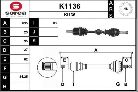 SNRA K1136 - Sürücü mili furqanavto.az