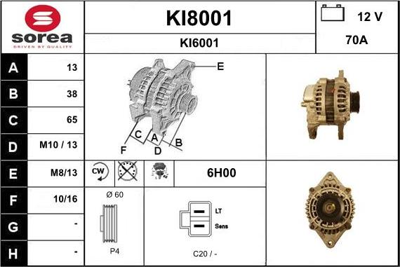 SNRA KI8001 - Alternator furqanavto.az