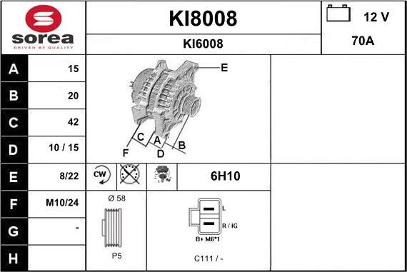 SNRA KI8008 - Alternator furqanavto.az