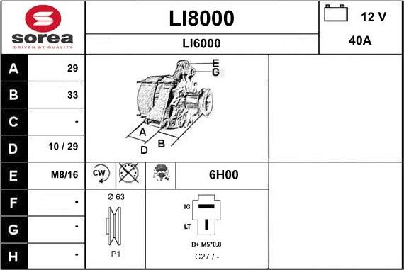 SNRA LI8000 - Alternator furqanavto.az