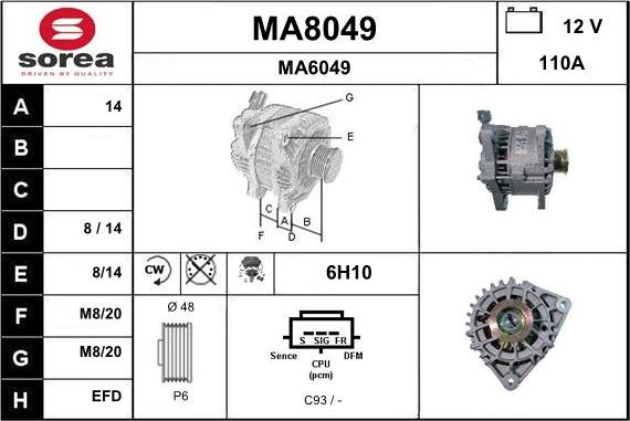 SNRA MA8049 - Alternator furqanavto.az