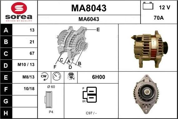 SNRA MA8043 - Alternator furqanavto.az