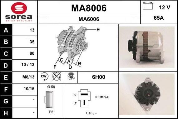 SNRA MA8006 - Alternator furqanavto.az