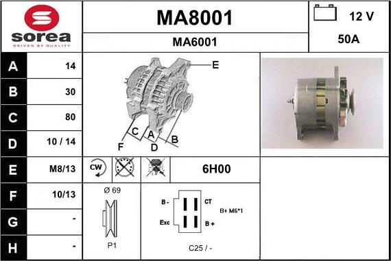 SNRA MA8001 - Alternator furqanavto.az