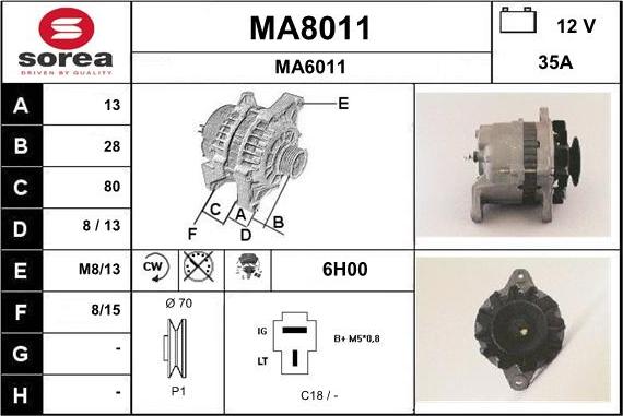 SNRA MA8011 - Alternator furqanavto.az