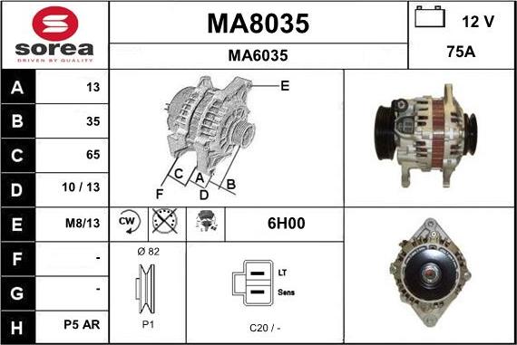 SNRA MA8035 - Alternator furqanavto.az