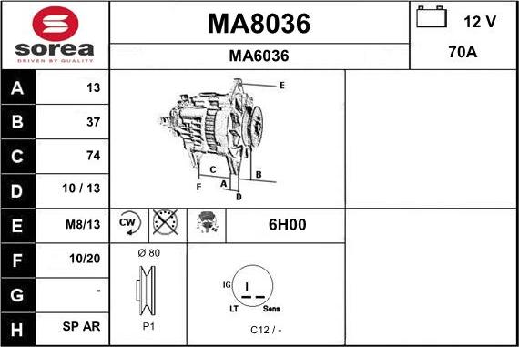 SNRA MA8036 - Alternator furqanavto.az