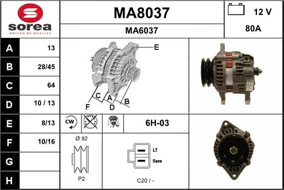 SNRA MA8037 - Alternator furqanavto.az