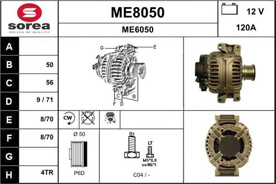 SNRA ME8050 - Alternator furqanavto.az
