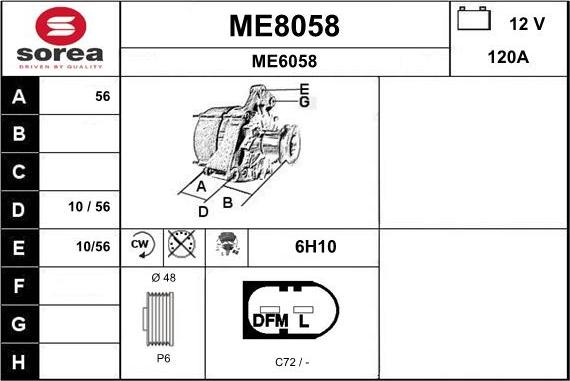 SNRA ME8058 - Alternator furqanavto.az