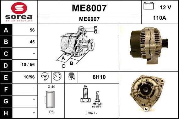 SNRA ME8007 - Alternator furqanavto.az