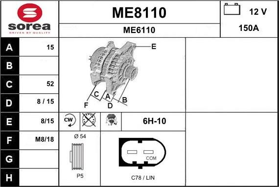 SNRA ME8110 - Alternator furqanavto.az