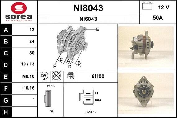 SNRA NI8043 - Alternator furqanavto.az