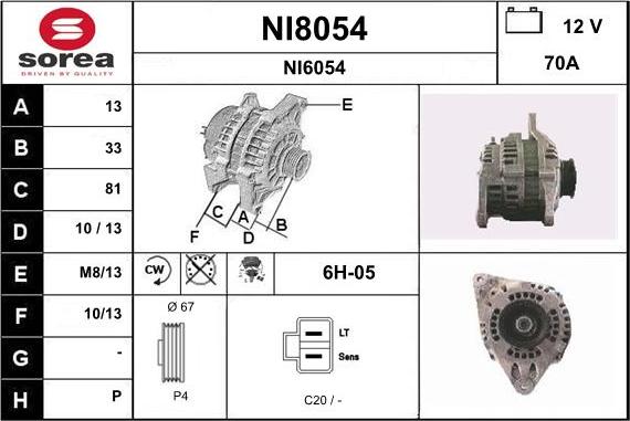 SNRA NI8054 - Alternator furqanavto.az