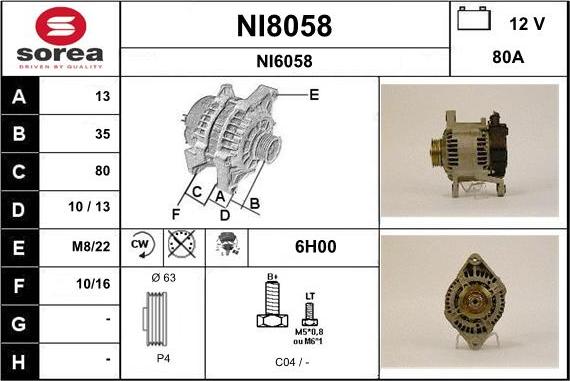 SNRA NI8058 - Alternator furqanavto.az