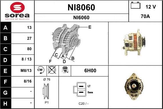 SNRA NI8060 - Alternator furqanavto.az