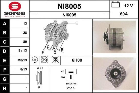 SNRA NI8005 - Alternator furqanavto.az