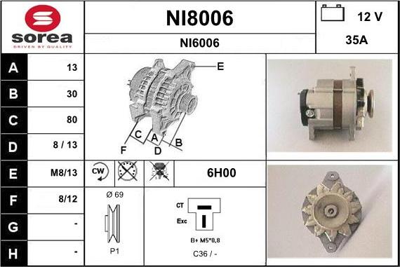 SNRA NI8006 - Alternator furqanavto.az