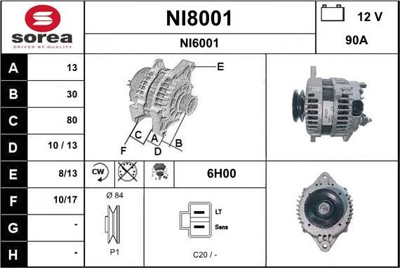 SNRA NI8001 - Alternator furqanavto.az