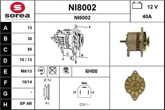 SNRA NI8002 - Alternator furqanavto.az