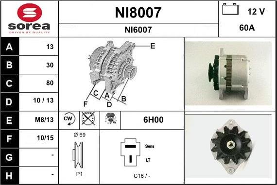 SNRA NI8007 - Alternator furqanavto.az