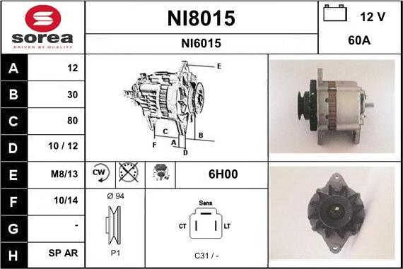 SNRA NI8015 - Alternator furqanavto.az