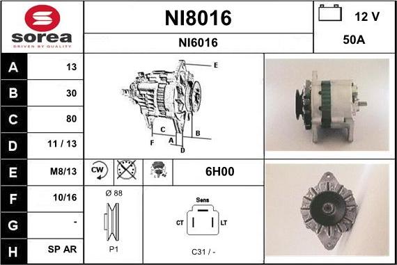 SNRA NI8016 - Alternator furqanavto.az