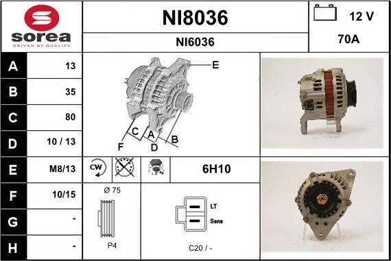 SNRA NI8036 - Alternator furqanavto.az