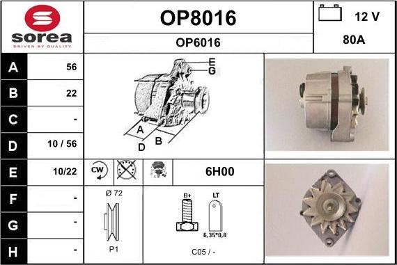 SNRA OP8016 - Alternator furqanavto.az