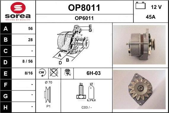 SNRA OP8011 - Alternator furqanavto.az