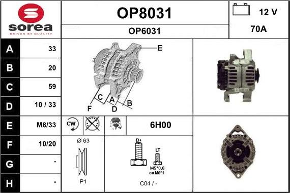 SNRA OP8031 - Alternator furqanavto.az
