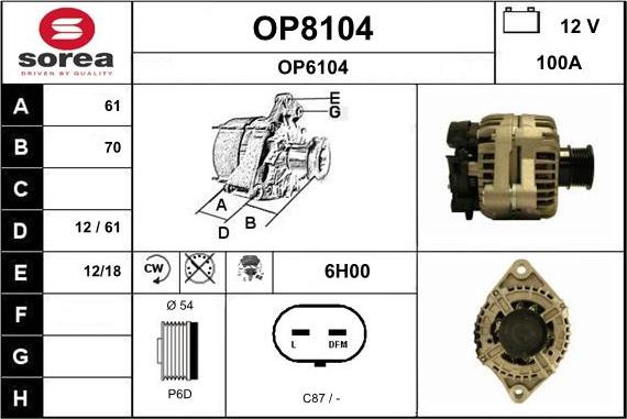 SNRA OP8104 - Alternator furqanavto.az