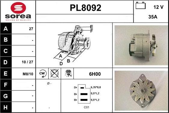 SNRA PL8092 - Alternator furqanavto.az