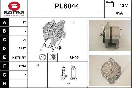 SNRA PL8044 - Alternator furqanavto.az