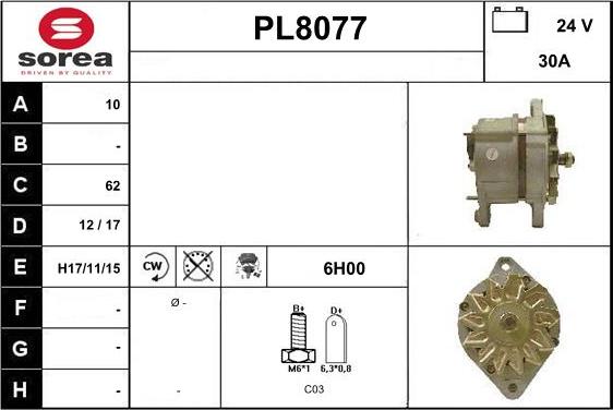 SNRA PL8077 - Alternator furqanavto.az