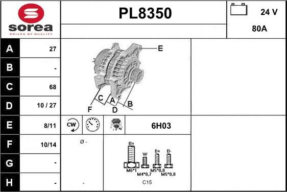 SNRA PL8350 - Alternator furqanavto.az