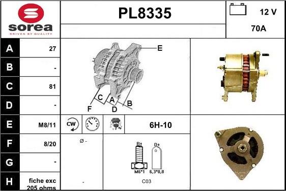 SNRA PL8335 - Alternator furqanavto.az