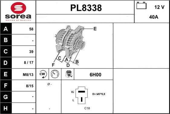 SNRA PL8338 - Alternator furqanavto.az