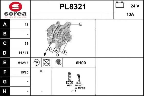 SNRA PL8321 - Alternator furqanavto.az