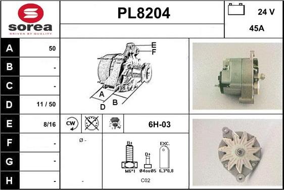 SNRA PL8204 - Alternator furqanavto.az