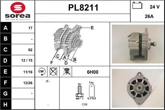 SNRA PL8211 - Alternator furqanavto.az