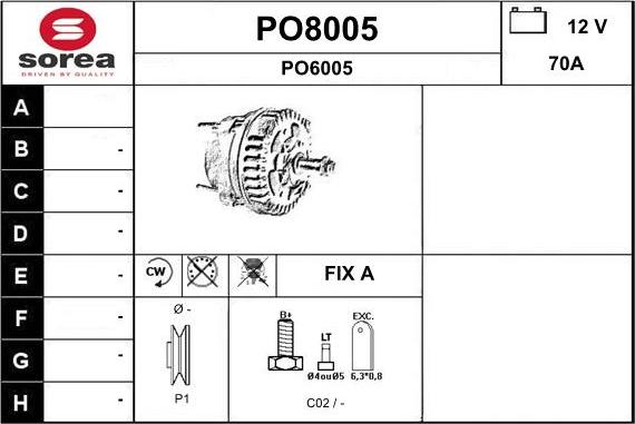 SNRA PO8005 - Alternator furqanavto.az