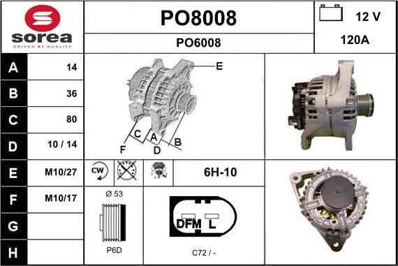 SNRA PO8008 - Alternator furqanavto.az