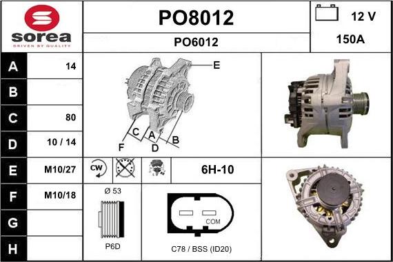 SNRA PO8012 - Alternator furqanavto.az